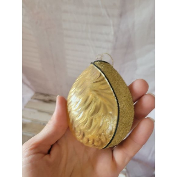 Gold stained glass ornament teardrop Xmas holiday tree - Picture 6 of 6